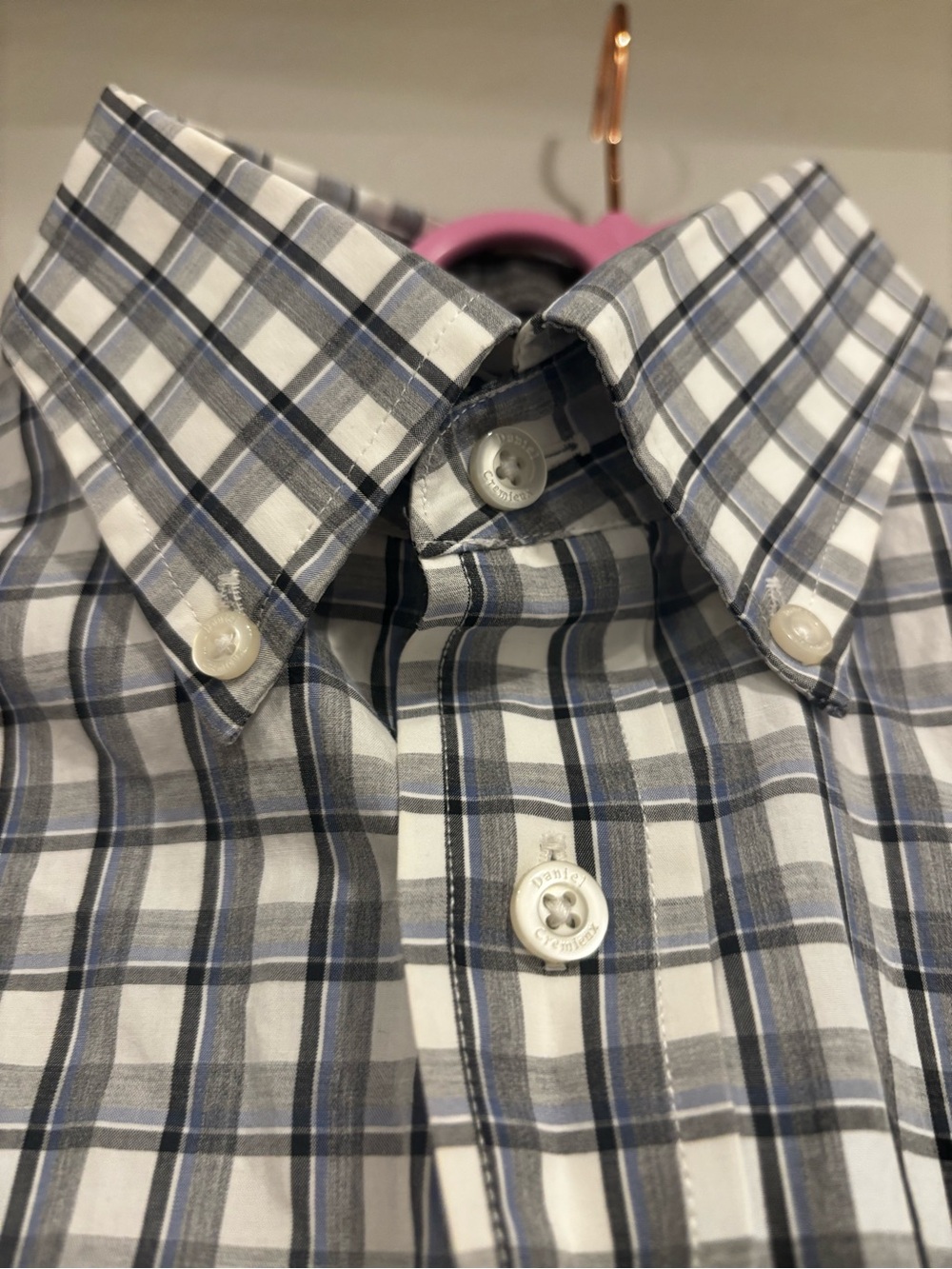 Daniel Cremieux White and Blue Plaid Button-Down Shirt